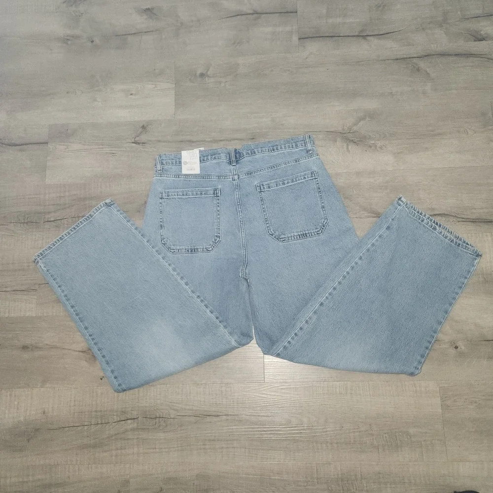 Time and Tru Womens High Rise Wide Leg Utility Jeans Light Wash Blue Denim Y2K - Picture 14 of 15
